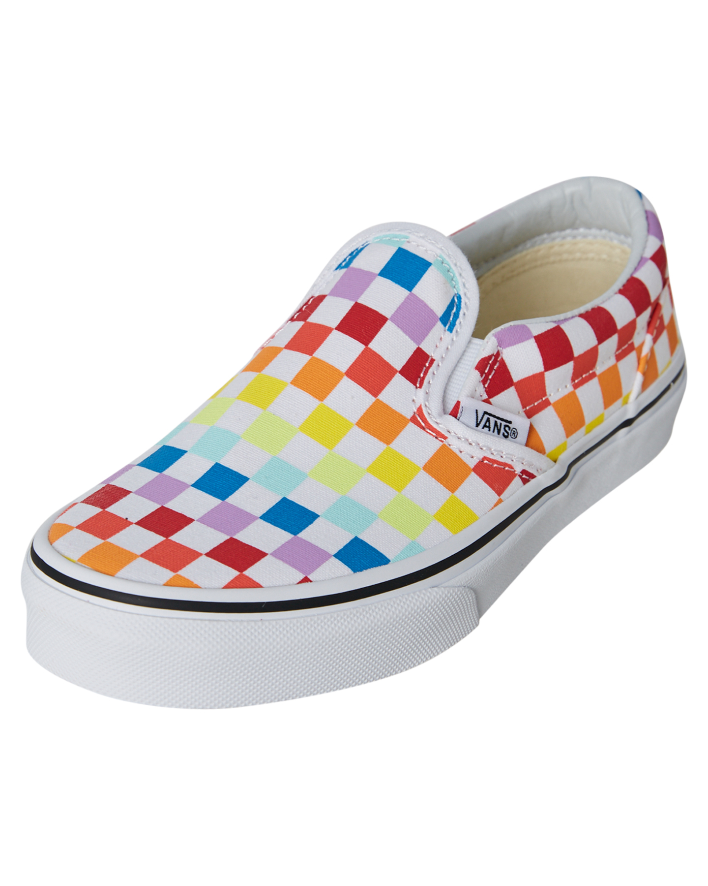 vans rainbow checkerboard slip on