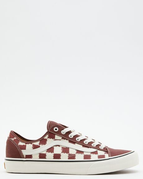 Maroon checkered sales old skool vans