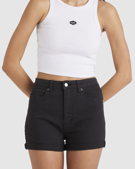 WASHED BLACK WOMENS CLOTHING RVCA SHORTS - UVJDS00110-WAA