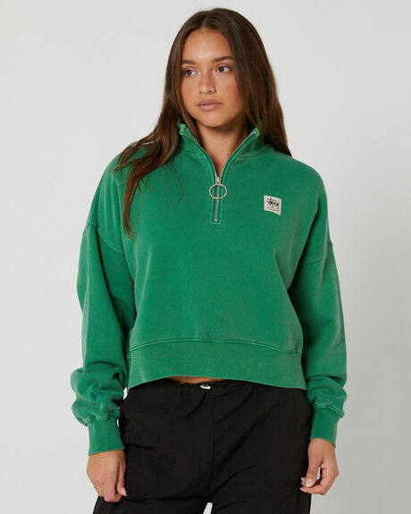 KELLY GREEN WOMENS CLOTHING STUSSY JUMPERS + HOODIES - ST121305KEL