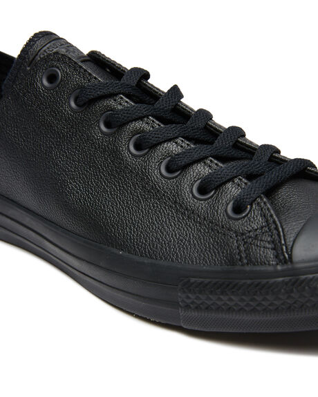 black monochrome leather converse