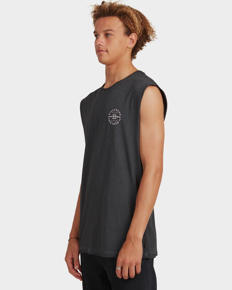 BLACK MENS CLOTHING BILLABONG SINGLETS + TANKS - UBYZT00123-BLK