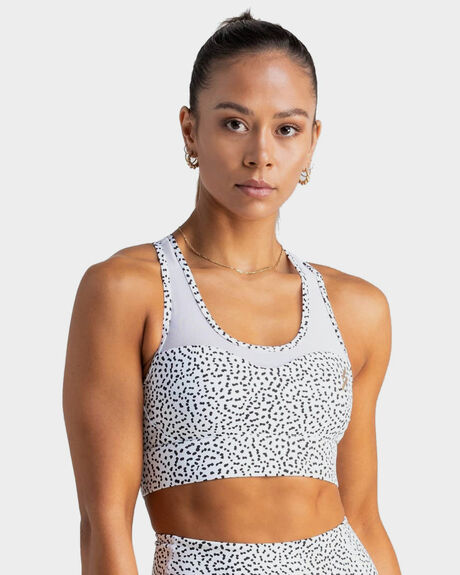 WHITE SPECKLE WOMENS ACTIVEWEAR DOYOUEVEN SPORTS BRAS - I.27.XS