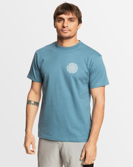 AEGEAN BLUE MENS CLOTHING QUIKSILVER T-SHIRTS + SINGLETS - UQMZT03283-BMQ0