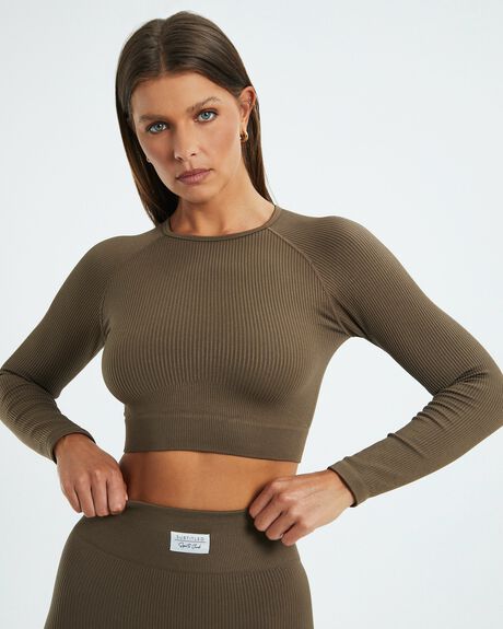 BROWN WOMENS ACTIVEWEAR SUBTITLED TOPS - 52422100023