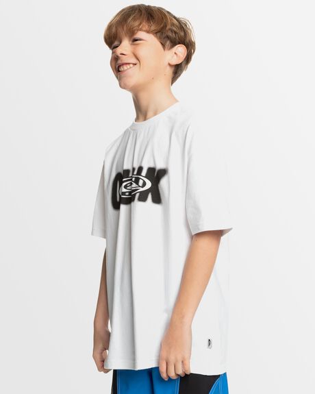 WHITE KIDS YOUTH BOYS QUIKSILVER T-SHIRTS + SINGLETS - UQBZT03453-WBB0