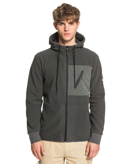 Quiksilver Mens Waterman Deep Chanel Polar Fleece Zip Hoodie Dark Shadow SurfStitch