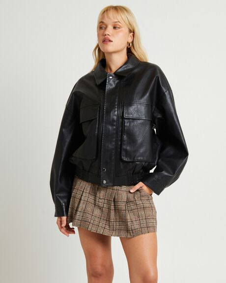 BLACK WOMENS CLOTHING ALICE IN THE EVE COATS + JACKETS - ALWW24257-BLK