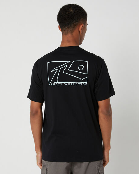 BLACK MENS CLOTHING RUSTY T-SHIRTS + SINGLETS - TTM2571-BLK