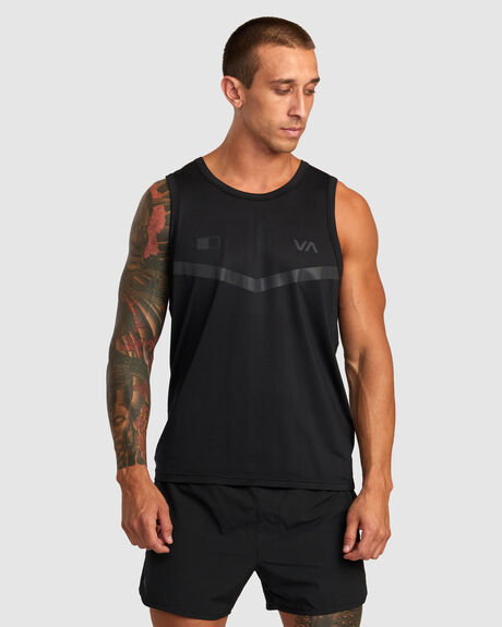 BLACK MENS CLOTHING RVCA SINGLETS + TANKS - AVYKT00272-BLK