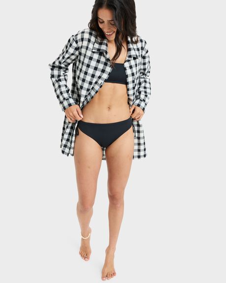 ANTHRACITE CHECK ME OUT BIG YW WOMENS SWIMWEAR ROXY OVERSWIM - ERJX603441-KVJ4