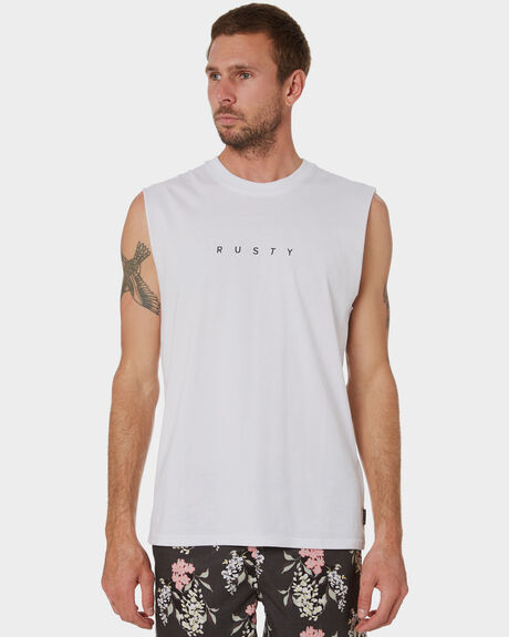 WHITE MENS CLOTHING RUSTY SINGLETS + TANKS - MSM0270WHT