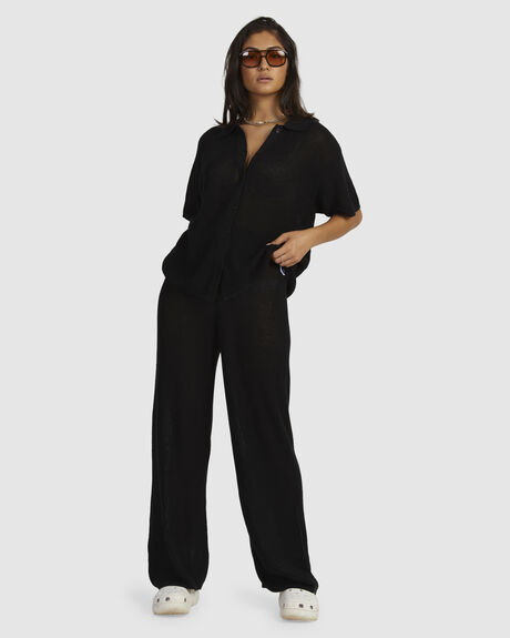 BLACK WOMENS CLOTHING RVCA SHIRTS - UVJKT00183-BLK