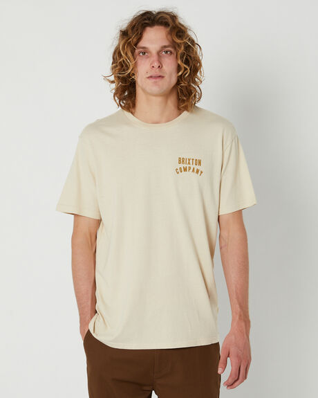 CREAM GOLDEN BROWN MENS CLOTHING BRIXTON T-SHIRTS + SINGLETS - 16965CRMGB