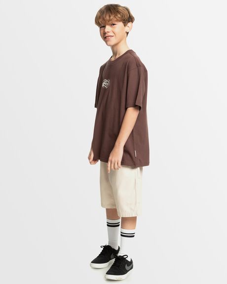 BROWN STONE KIDS YOUTH BOYS QUIKSILVER T-SHIRTS + SINGLETS - UQBZT03445-RRZ0