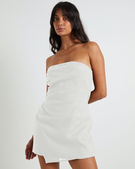 WHITE WOMENS CLOTHING SUBTITLED DRESSES - SBWS24725-WHT-XXS