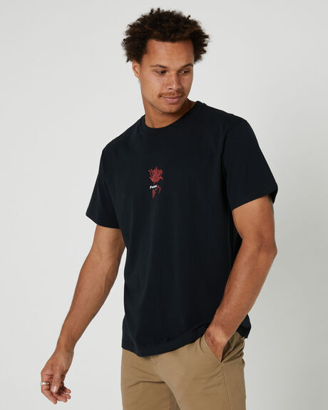 BLACK MENS CLOTHING FORMER GRAPHIC TEES - FTE-23106BLK