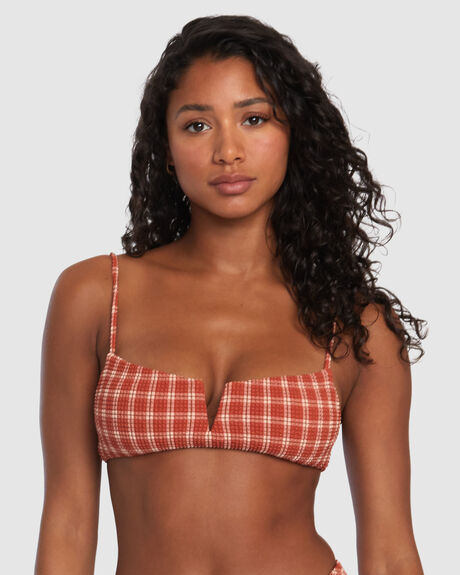 Rvca Prepped V Wire Bralette Bikini Top Hot Sauce SurfStitch