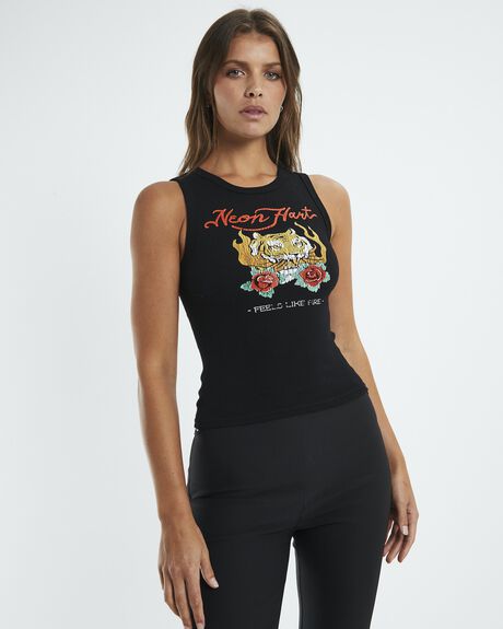 BLACK WOMENS CLOTHING NEON HART SINGLETS - 52468700026