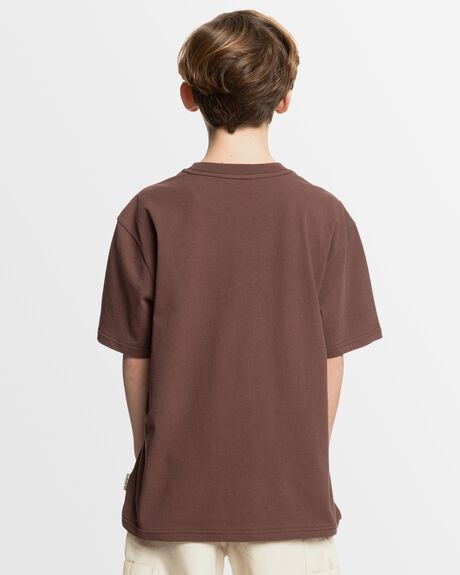 BROWN STONE KIDS YOUTH BOYS QUIKSILVER T-SHIRTS + SINGLETS - UQBZT03445-RRZ0
