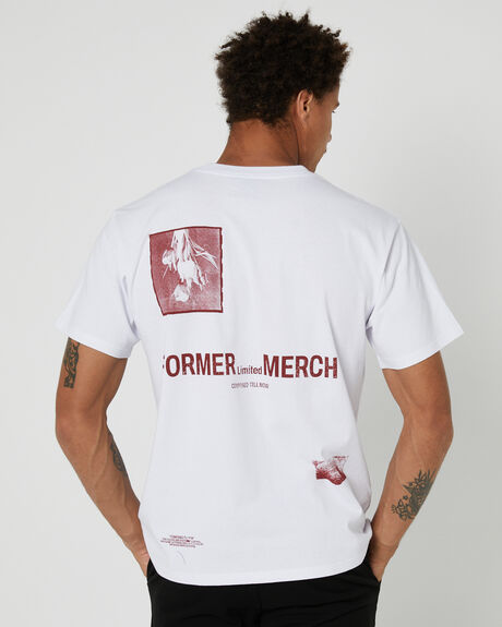 WHITE MENS CLOTHING FORMER GRAPHIC TEES - FTE-23112WHT