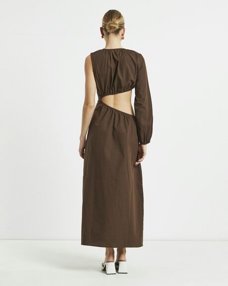BROWN WOMENS CLOTHING SUBTITLED DRESSES - 1000104060-BRN-XS