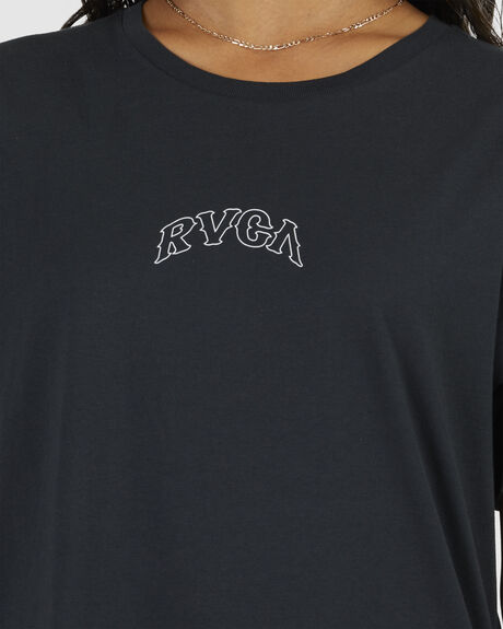 RVCA BLACK WOMENS CLOTHING RVCA TEES - UVJZT00170-RVB