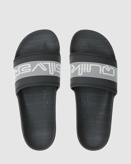 BLACK MENS FOOTWEAR QUIKSILVER SLIDES + THONGS - AQYL101221-KVJ3