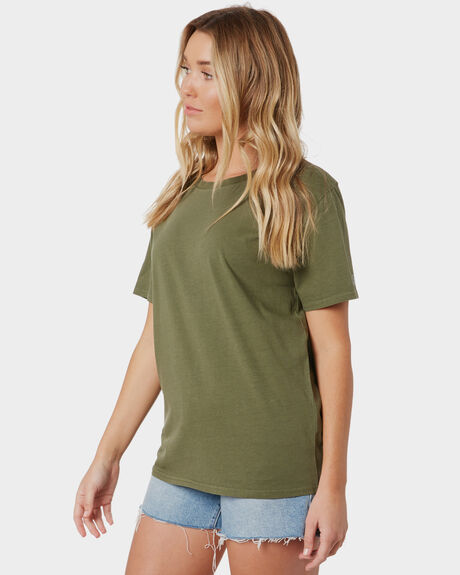 ARMY GREEN COMBO WOMENS CLOTHING VOLCOM TEES - B3532076ARC