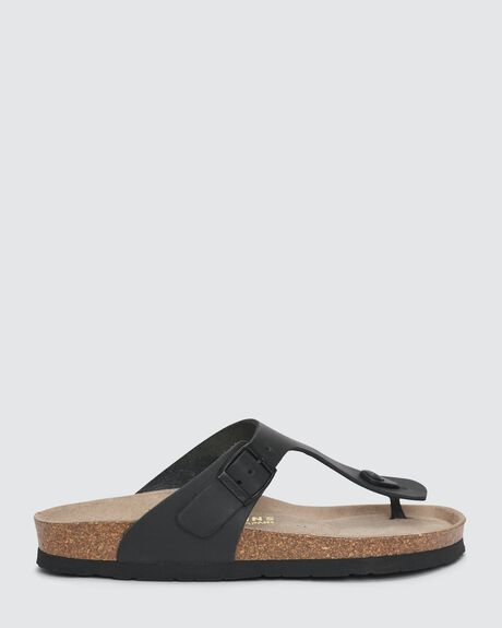 BLACK WOMENS FOOTWEAR GENUINS SLIDES + THONGS - G101110-36
