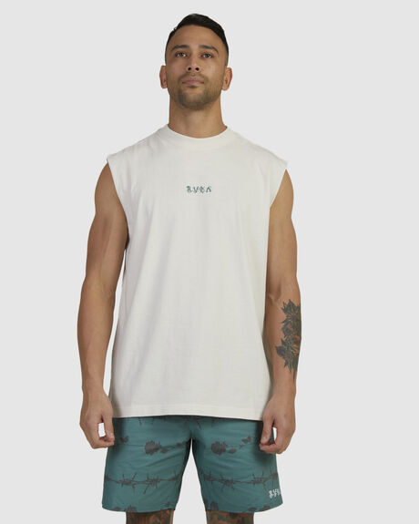 ANTIQUE WHITE MENS CLOTHING RVCA T-SHIRTS + SINGLETS - UVYZT00501-AWT