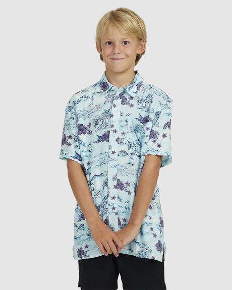 ICE BLUE SUNSET ART KIDS BOYS QUIKSILVER TOPS - UQBWT03004-GCZ6