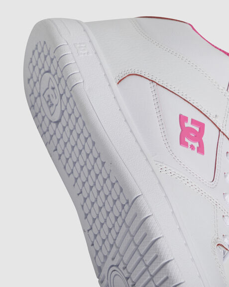 WHITE/HOT PINK WOMENS FOOTWEAR DC SHOES SNEAKERS - ADJS100162-WHK