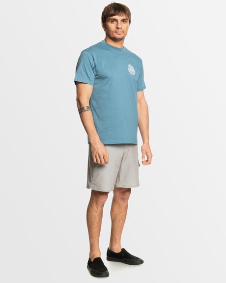 AEGEAN BLUE MENS CLOTHING QUIKSILVER T-SHIRTS + SINGLETS - UQMZT03283-BMQ0