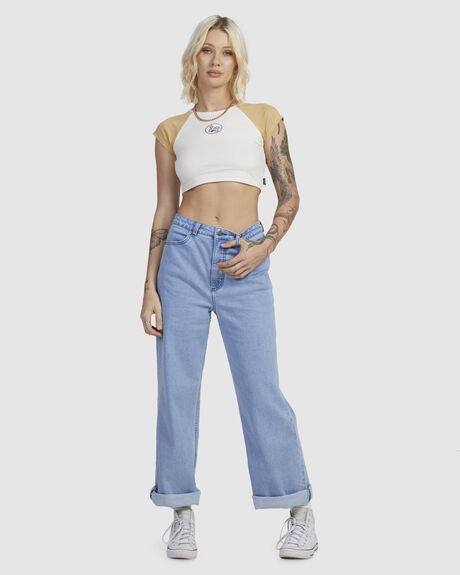 NATURAL WOMENS CLOTHING RVCA T-SHIRTS + SINGLETS - UVJZT00196-NAT