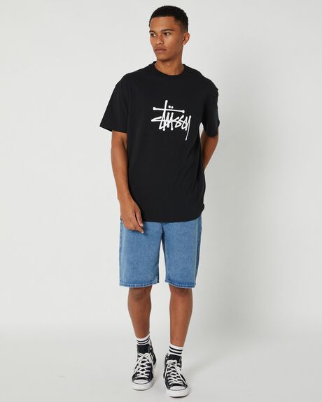 BLACK MENS CLOTHING STUSSY T-SHIRTS + SINGLETS - ST031000BLACK