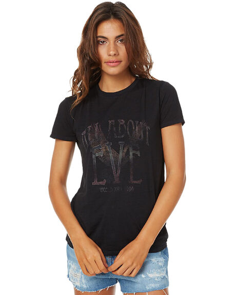BLACK WOMENS CLOTHING ALL ABOUT EVE TEES - 6481567BLK