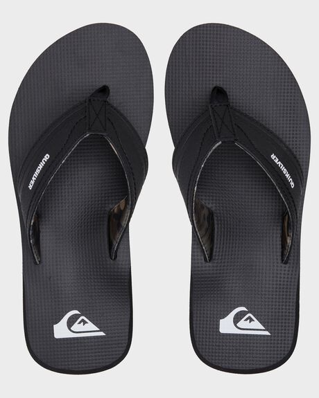 BLACK BLACK BROWN MENS FOOTWEAR QUIKSILVER SLIDES + THONGS - AQYL101257-XKKC