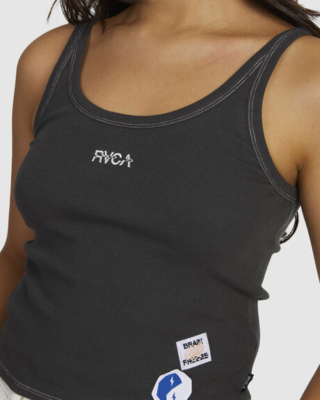 BLACK WOMENS CLOTHING RVCA T-SHIRTS + SINGLETS - UVJKT00180-BLK