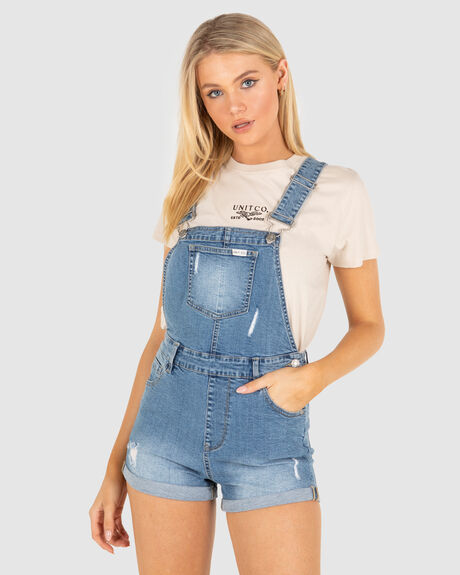 Unit Unit Ladies Bailey Denim Overalls Blue SurfStitch
