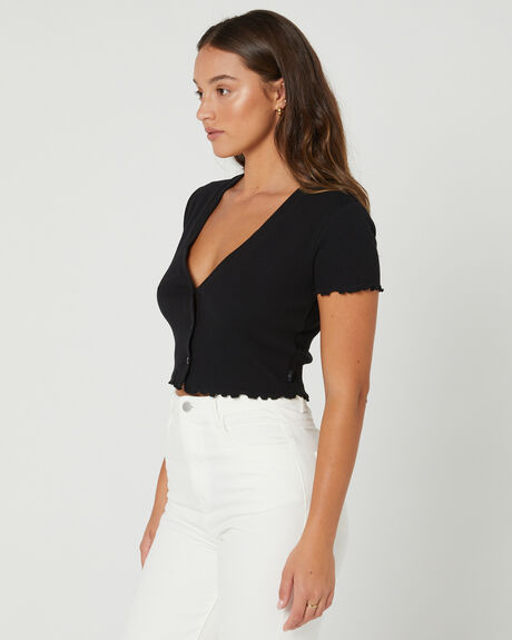 BLACK WOMENS CLOTHING SILENT THEORY FASHION TOPS - 60X5136BLK