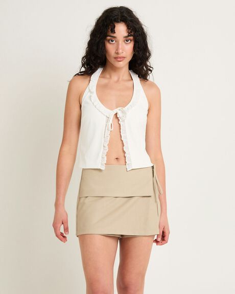 Alice In The Eve Rome Ruffle Halter Top White SurfStitch
