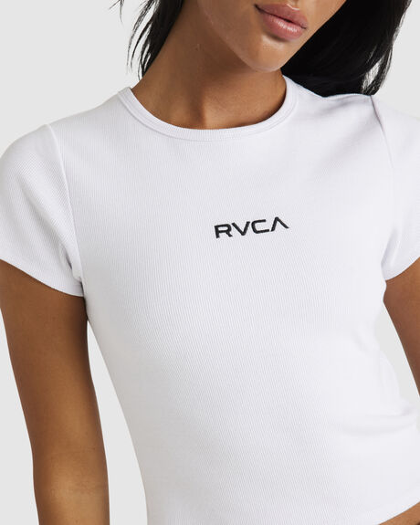 WHITE WOMENS CLOTHING RVCA T-SHIRTS + SINGLETS - UVJKT00194-WHT
