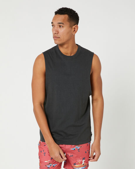 WASHED BLACK MENS CLOTHING RIP CURL SINGLETS + TANKS - CTEYO98264