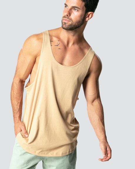 TAN MENS CLOTHING ONEBYONE SINGLETS + TANKS - OBO-1072-S