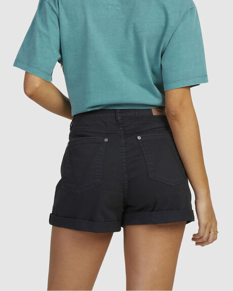 WASHED BLACK WOMENS CLOTHING RVCA SHORTS - UVJDS00110-WAA