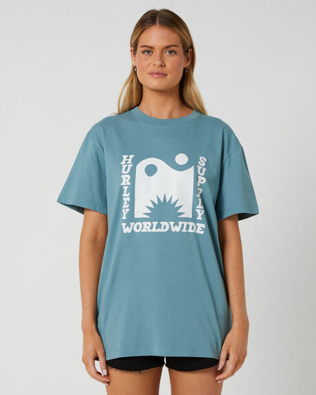 SMOKE BLUE WOMENS CLOTHING HURLEY T-SHIRTS + SINGLETS - WTSSP23HITSBL