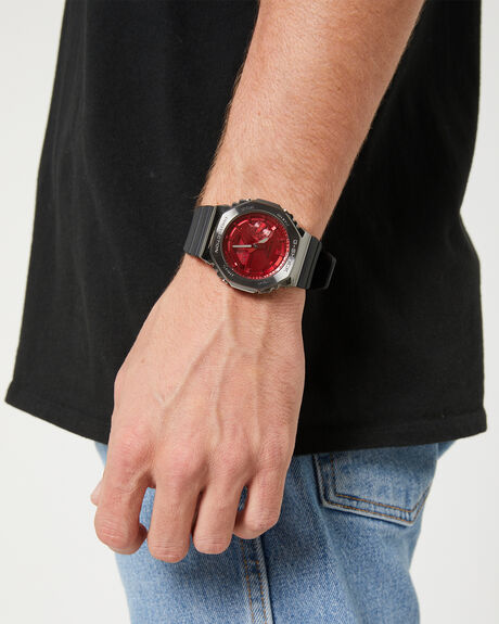 BLACK RED MENS ACCESSORIES G SHOCK WATCHES - GM2100B-4ABLKRD