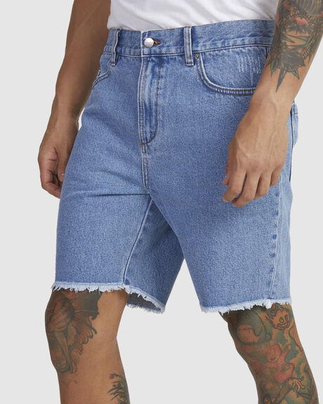 VINTAGE BLUE MENS CLOTHING RVCA SHORTS - UVYWS00105-BRG0