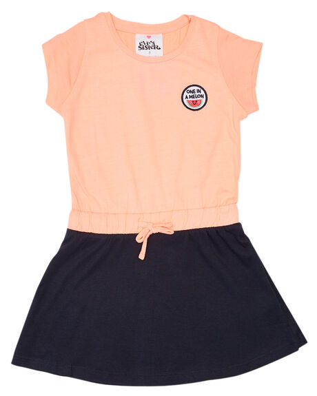 NEON CORAL NAVY KIDS GIRLS EVES SISTER DRESSES + PLAYSUITS - 8021015PEAC